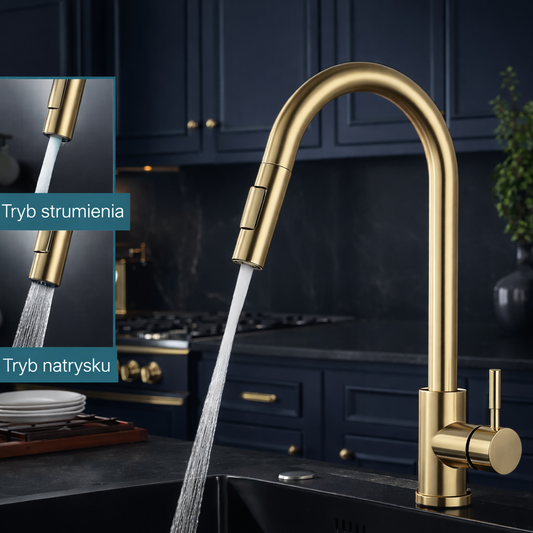 Bateria Kuchenna Stalowa Quyanre – Wyciągana Wylewka, Szczotkowana