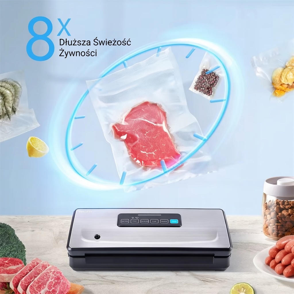 Zgrzewarka próżniowa INKBIRD. Pakowarka do żywności z trybami: suchy, wilgotny, pulsacyjny.