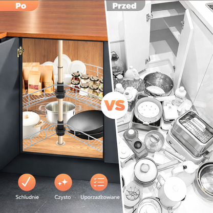 System Narożny do Kuchni 270°. Obrotowe Kosze Cargo Regulowane