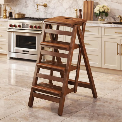 Drabinka Domowa Premium – Składany Stołek Bambusowy. Solidny i Stylowy