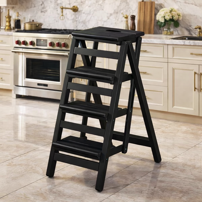 Drabinka Domowa Premium – Składany Stołek Bambusowy. Solidny i Stylowy