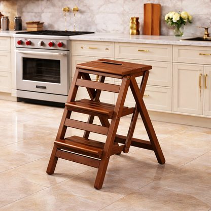 Drabinka Domowa Premium – Składany Stołek Bambusowy. Solidny i Stylowy