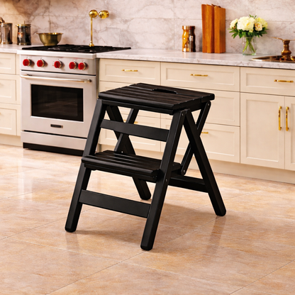 Drabinka Domowa Premium – Składany Stołek Bambusowy. Solidny i Stylowy