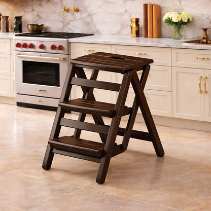 Drabinka Domowa Premium – Składany Stołek Bambusowy. Solidny i Stylowy