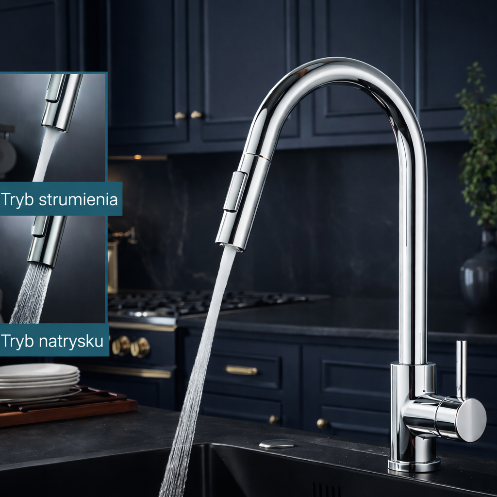 Bateria Kuchenna Stalowa Quyanre – Wyciągana Wylewka, Szczotkowana