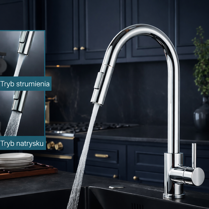 Bateria Kuchenna Stalowa Quyanre – Wyciągana Wylewka, Szczotkowana