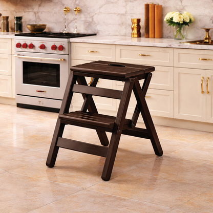 Drabinka Domowa Premium – Składany Stołek Bambusowy. Solidny i Stylowy