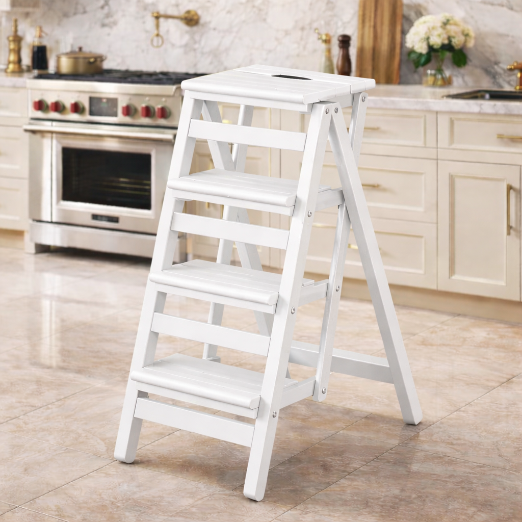 Drabinka Domowa Premium – Składany Stołek Bambusowy. Solidny i Stylowy