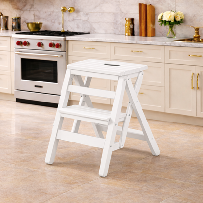 Drabinka Domowa Premium – Składany Stołek Bambusowy. Solidny i Stylowy