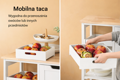 Wózek Serwisowy z Wyjmowaną Tacą – Mobilna Szafka Kuchenna z Szufladami