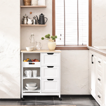 Wózek Serwisowy z Wyjmowaną Tacą – Mobilna Szafka Kuchenna z Szufladami