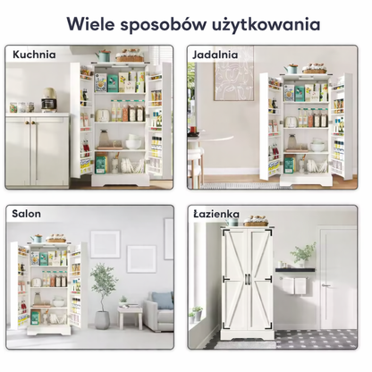 Szafka Kuchenna Stojąca 128cm Spiżarka Vintage Metalowe Akcenty