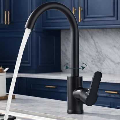 Bateria Kuchenna Czarna Stal Nierdzewna 304. Kran Zlewozmywakowy Obrotowy