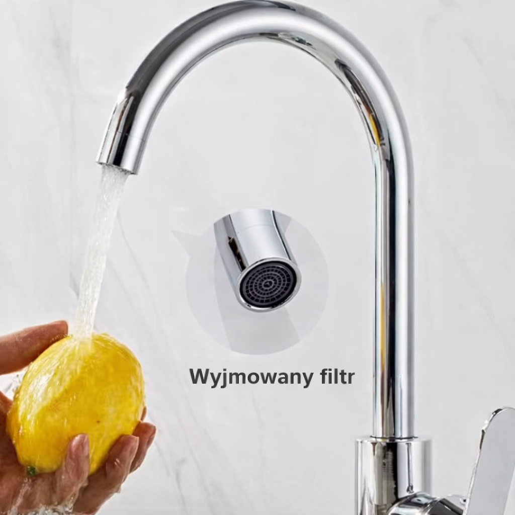 Bateria Kuchenna Czarna Stal Nierdzewna 304. Kran Zlewozmywakowy Obrotowy