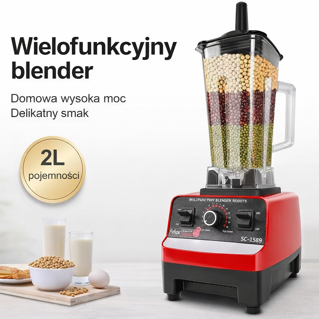 Blender kielichowy 2w1 o mocy 2000W. Profesjonalny robot kuchenny do smoothie i kruszenia lodu