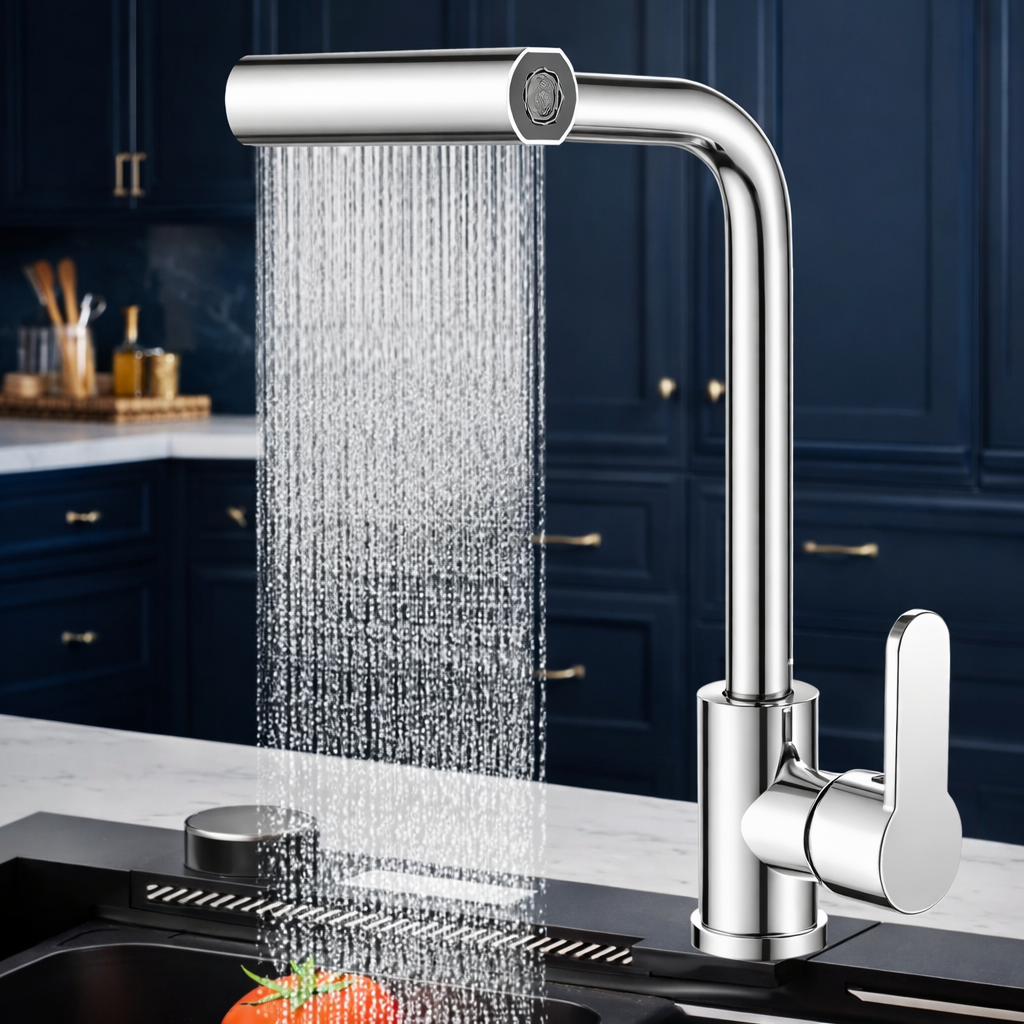 Nowoczesna Bateria Zlewozmywakowa Polerowana. Elastyczny Kran do Kuchni