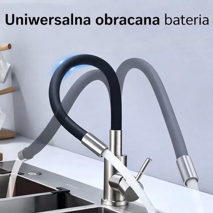 Nowoczesna Bateria Zlewozmywakowa Polerowana. Elastyczny Kran do Kuchni