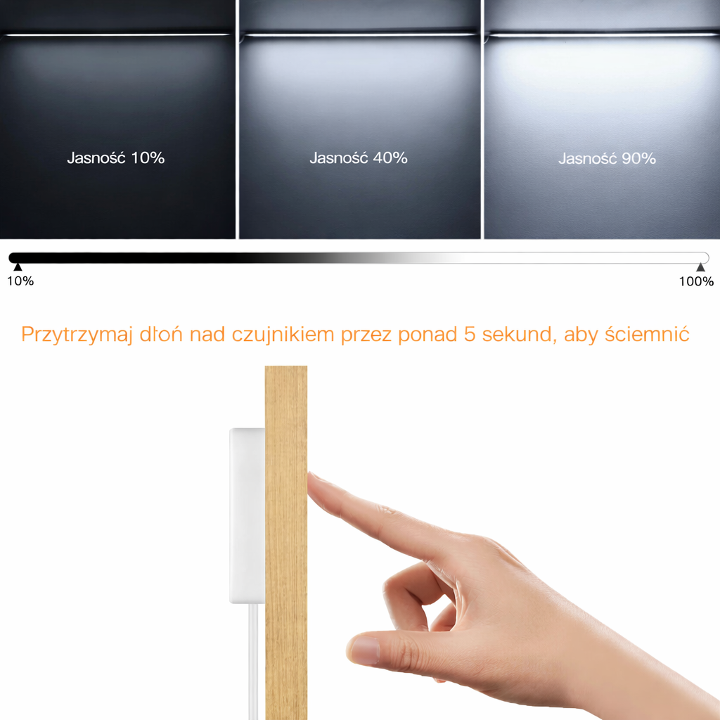 Dotykowa Lampa LED Pod Szafki z Regulacją Jasności. Oprawa Meblowa Aluminium 12V