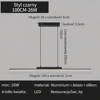 Lampa Sufitowa Wisząca Długa Listwa. Nowoczesna do Kuchni i Jadalni
