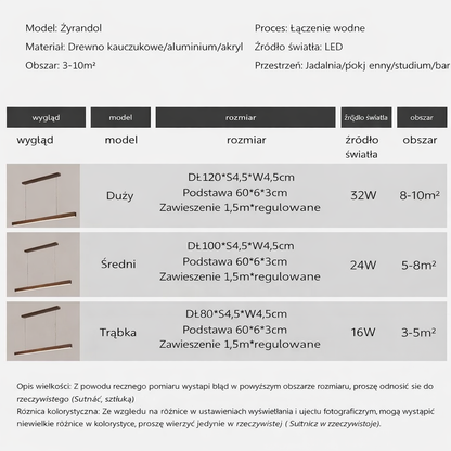 Minimalistyczna Lampa Wisząca z Drewna – Nowoczesne Oświetlenie LED