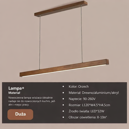 Minimalistyczna Lampa Wisząca z Drewna – Nowoczesne Oświetlenie LED