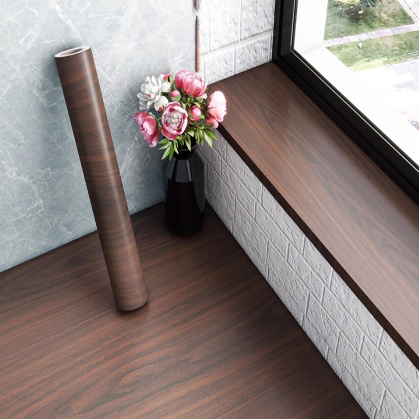 Okleina meblowa drewnopodobna 5m. Wodoodporna tapeta samoprzylepna do renowacji szaf i drzwi.