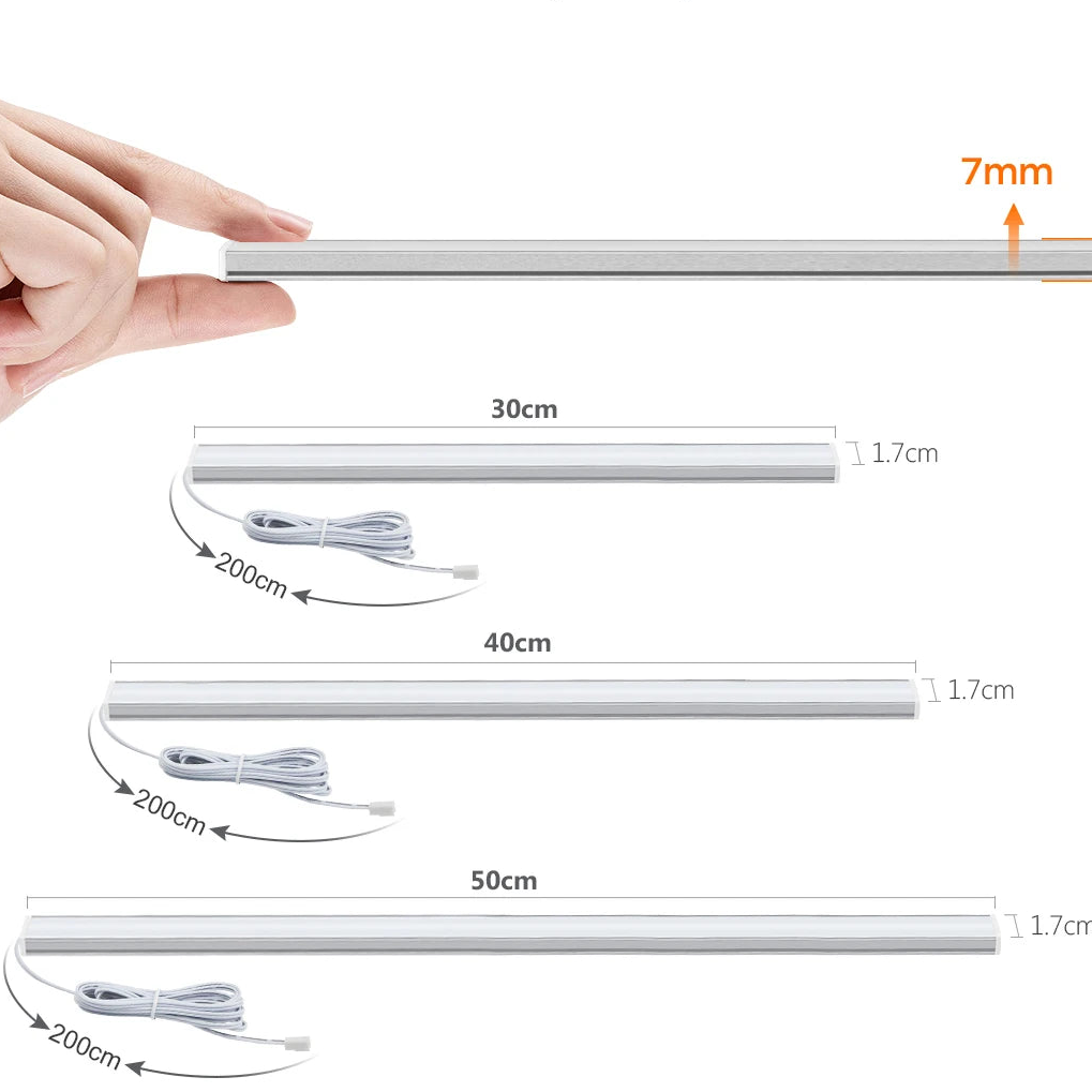 Dotykowa Lampa LED Pod Szafki z Regulacją Jasności. Oprawa Meblowa Aluminium 12V