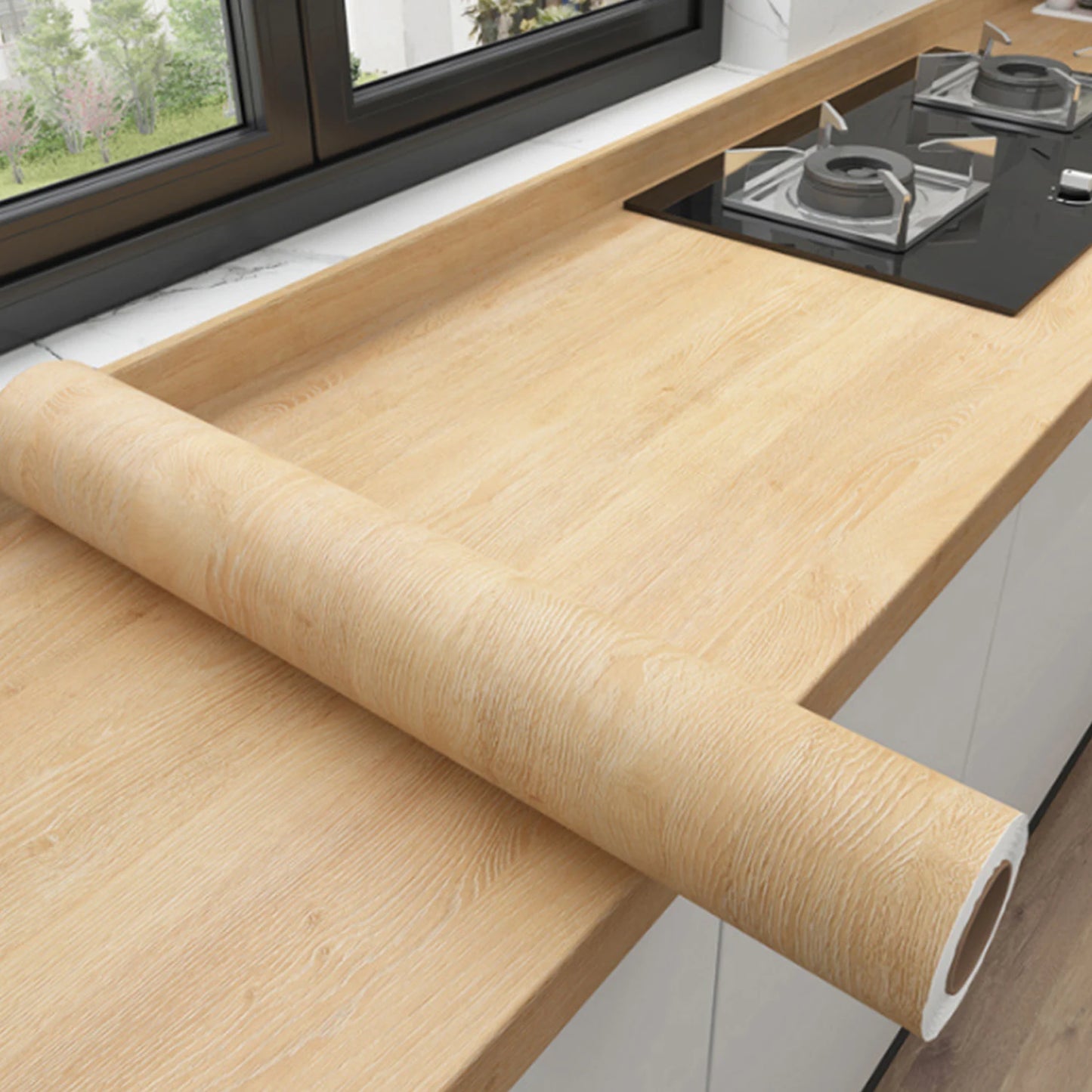 Okleina meblowa drewnopodobna 5m. Wodoodporna tapeta samoprzylepna do renowacji szaf i drzwi.