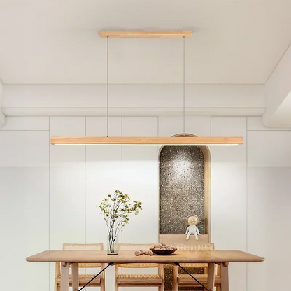 Minimalistyczna Lampa Wisząca z Drewna – Nowoczesne Oświetlenie LED