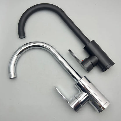 Bateria Kuchenna Czarna Stal Nierdzewna 304. Kran Zlewozmywakowy Obrotowy