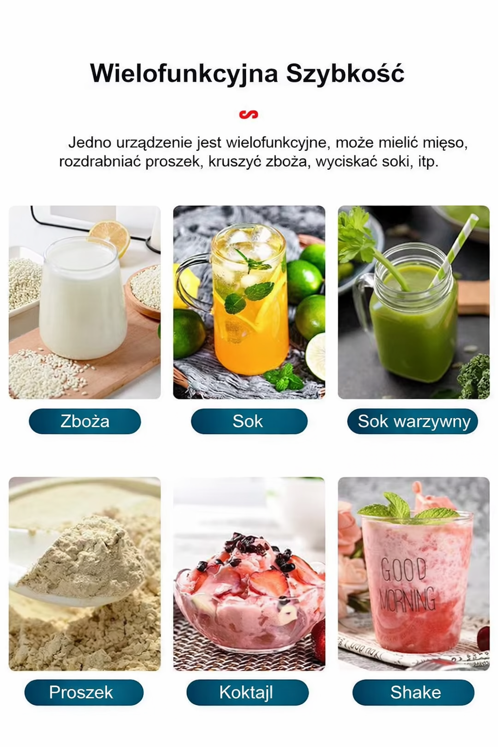 Blender kielichowy 2w1 o mocy 2000W. Profesjonalny robot kuchenny do smoothie i kruszenia lodu