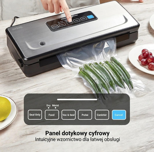 Zgrzewarka próżniowa INKBIRD. Pakowarka do żywności z trybami: suchy, wilgotny, pulsacyjny.