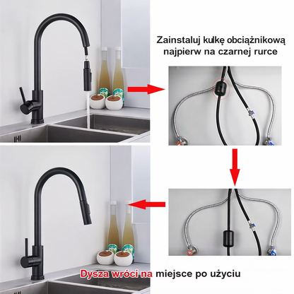 Bateria Kuchenna Stalowa Quyanre – Wyciągana Wylewka, Szczotkowana